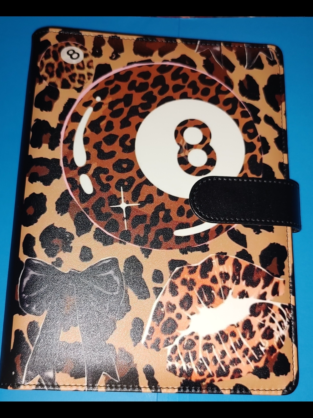 New! Leopard 8-Ball Print Soft Cover Binder Notebook - Picture 3 of 3
